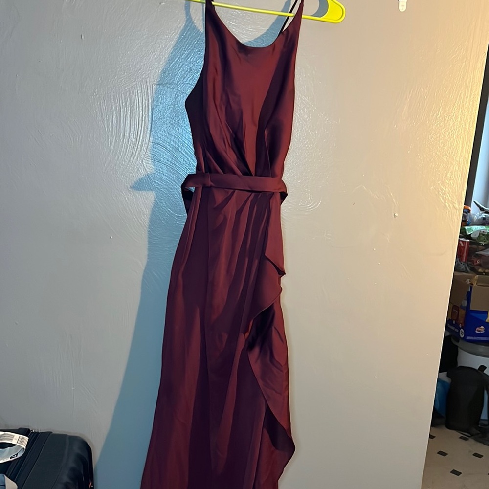 David’s Bridal Wine Bridesmaid Dress